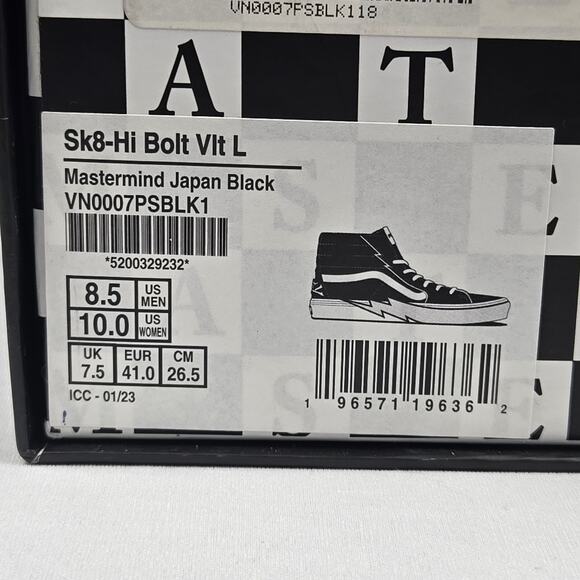 Vans Vault x Mastermind Japan Hi Bolt LX Black size 8.5M 10W - Picture 9 of 10